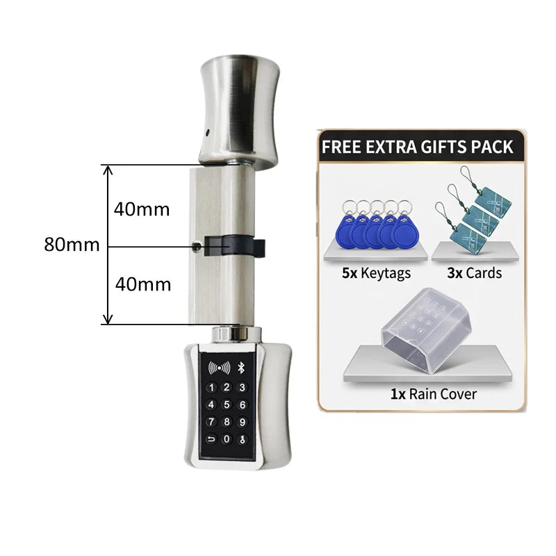 DIY Electronic Smart Door Lock Cylinder TTlock App Fingerprint Digital Keypad Card Unlock Keyless Home Security Lock EU Profile