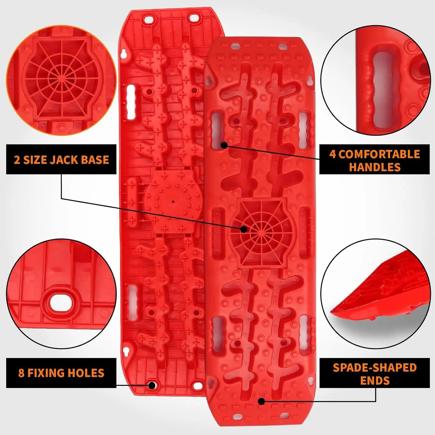 Off-Road Traction Boards with Jack Lift Base, Recovery Board for Sand Mud Snow Tracks - Tire Traction Pads for RV Truck Jeep SUV