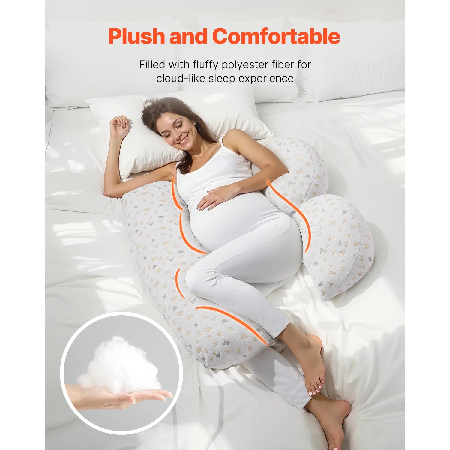 Adjustable Pregnancy Pillow with Washable Cover & Full Body Support