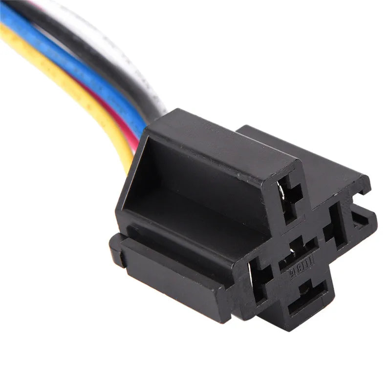 Waterproof Automotive Relay 12v 5pin 40a Car Relay With Black Red Copper Terminal Auto Relay With Relay Socket 1pc
