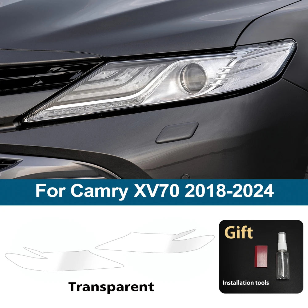 Car Headlight Protective Film For Toyota Camry XV80 XV70 2018-2026 Smoke Black Pre Cut Anti-Scratch High-Gloss Vinyl Wrap Film