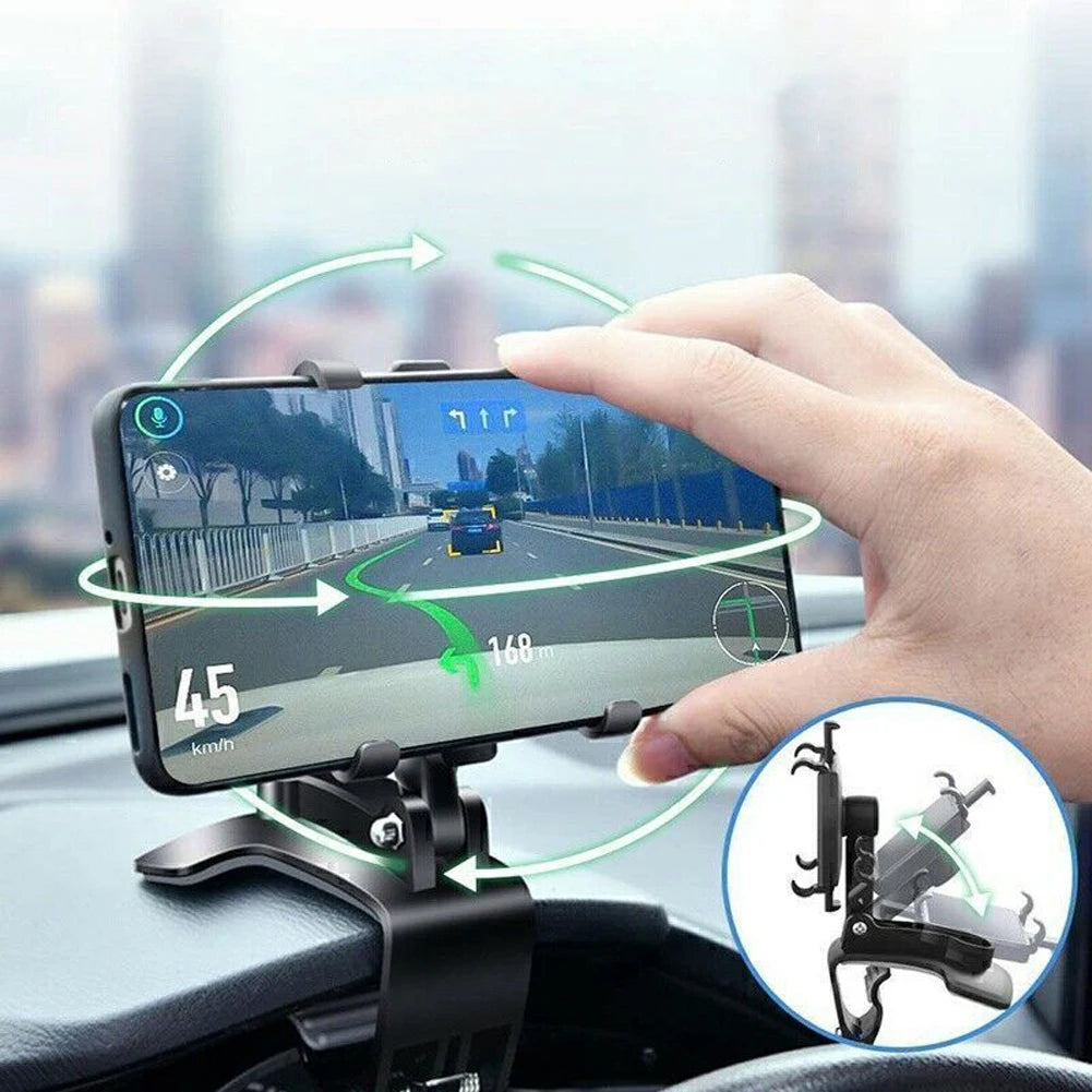 Rotatable Car Phone Holder for Dashboard, Mirror or Sun Visor