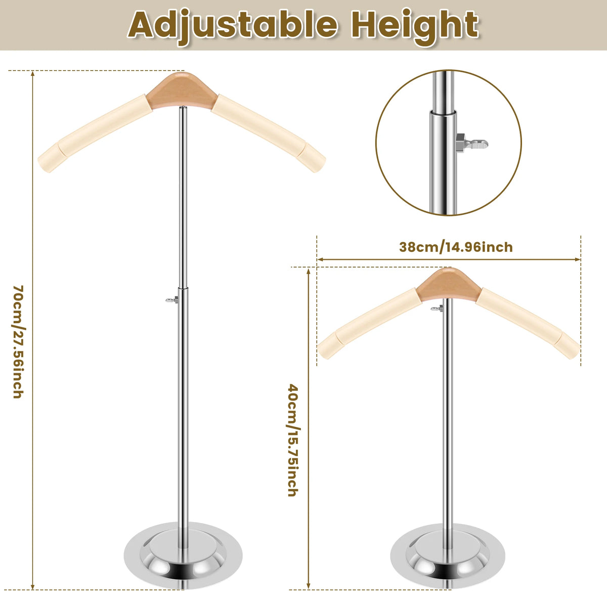 Justerbart klesstativ, 40–70 cm