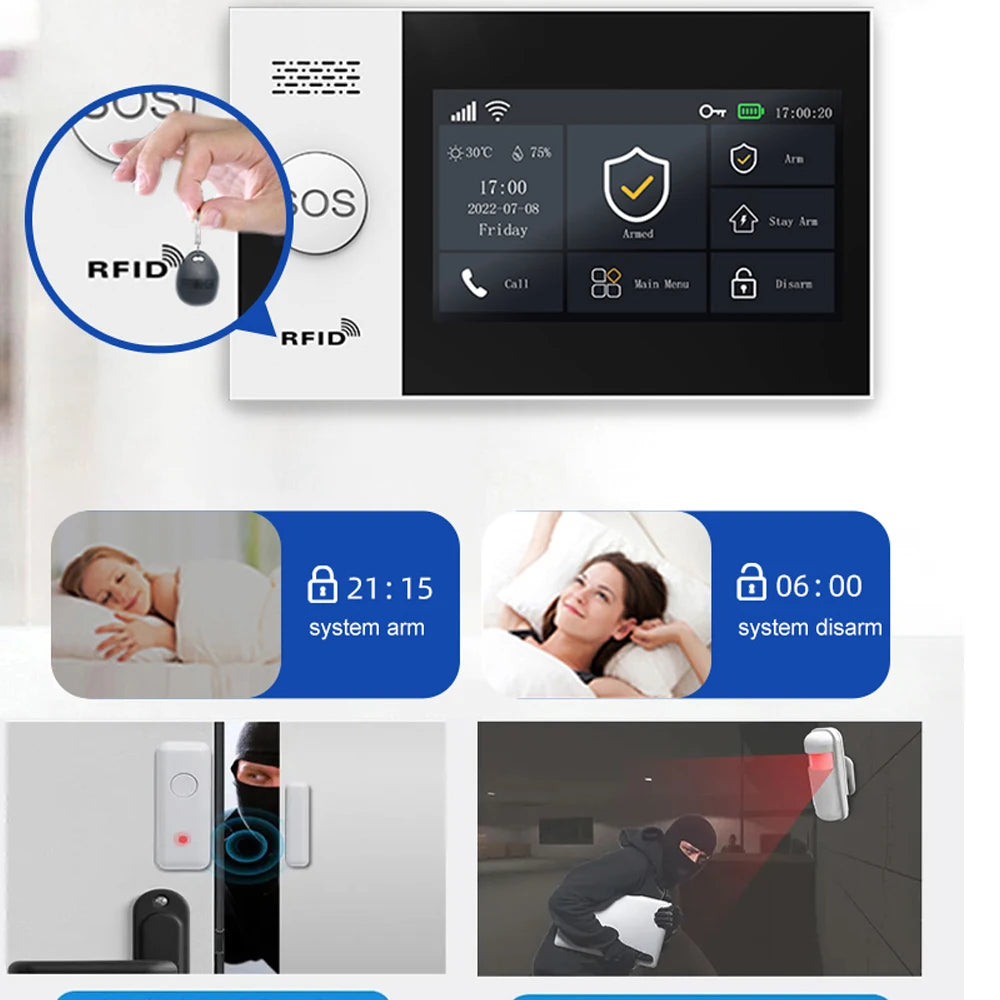 PGST 4G home allarme anti-furto, Tuya, kit di sicurezza con sensore di movimento PIR, wireless, WiFi, GSM, PG-107
