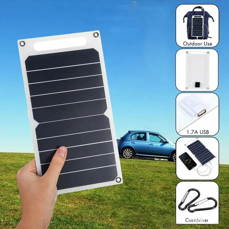 Portable USB Solar Panel with Carry Slot & Hanging Eyes