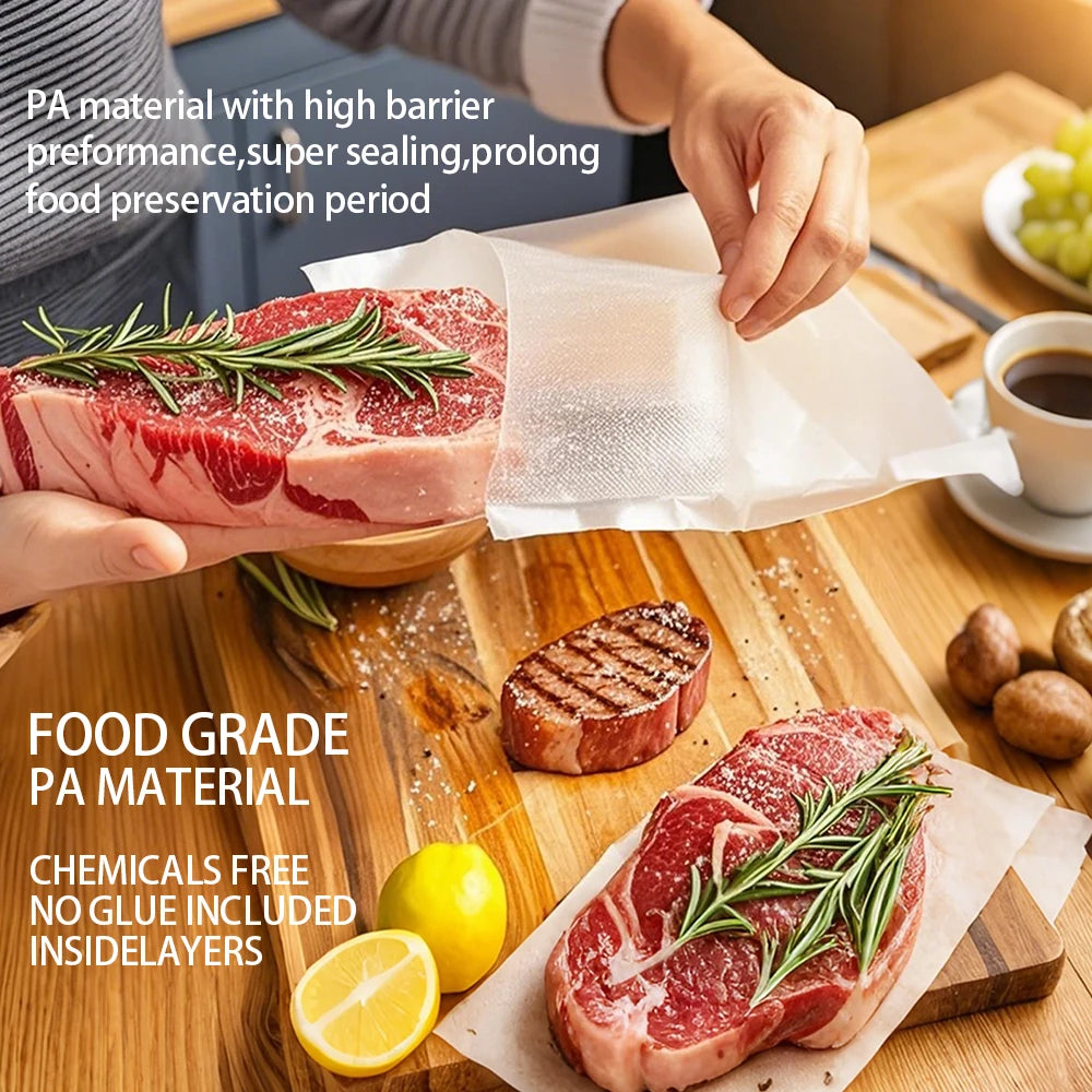 1 Rolls Vacuum Bags For Food, 500cm Per Roll,Reusable, BPA-free,Food Vacuum Sealer Bags For Vac Storage Meal Prep Sous Vide 