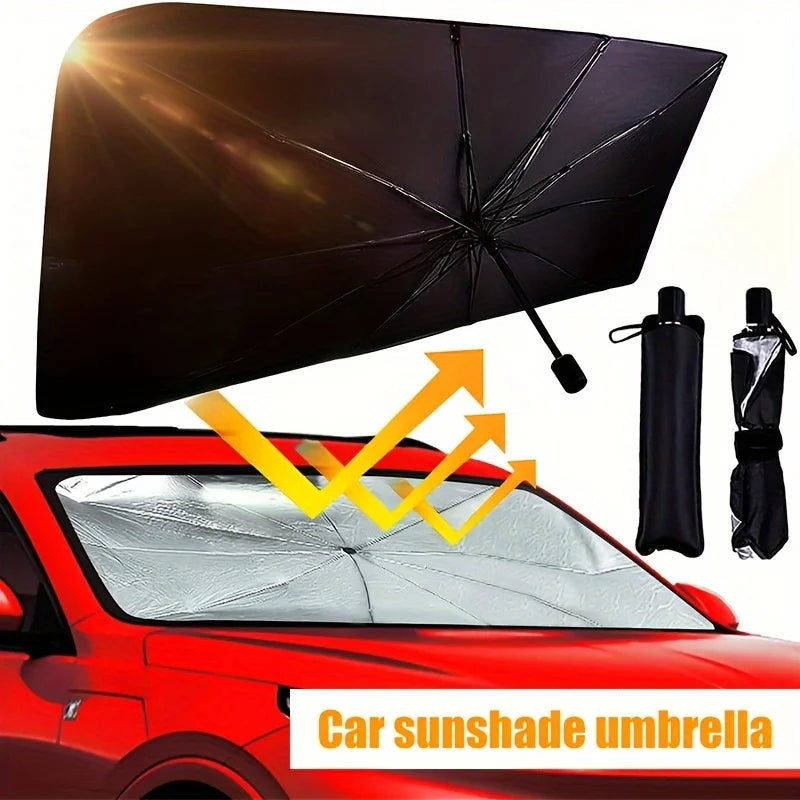 Folding Umbrella-Style Car Windscreen Sunshade