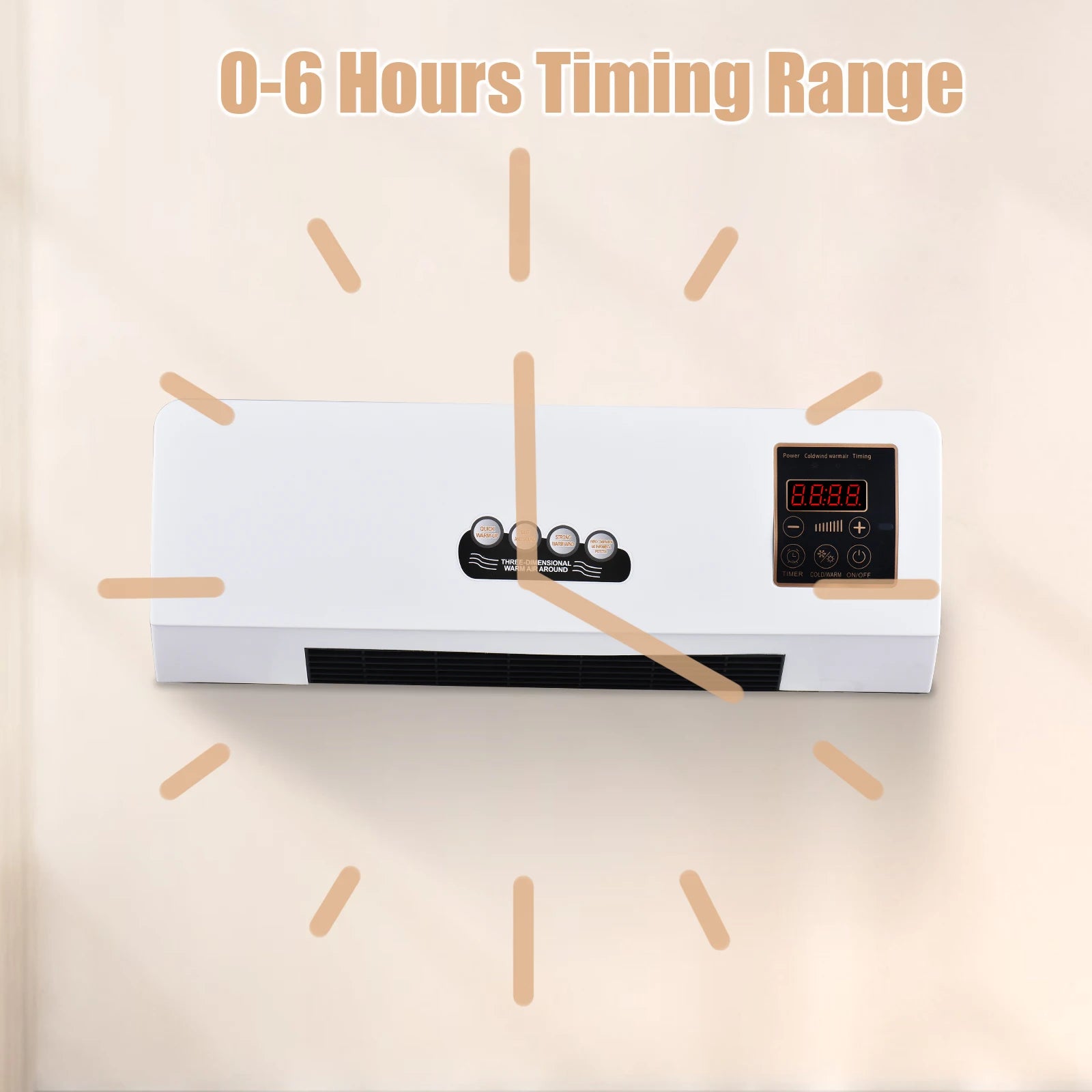 Aquecedor e Ventilador Combo de 1800W, Aquecedor Elétrico de Parede com Ventilador e Controlo Remoto