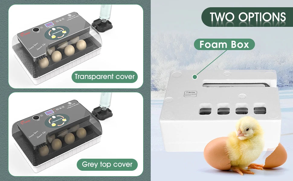 12 Egg Incubator with Auto Turning, Temperature Control & Candler