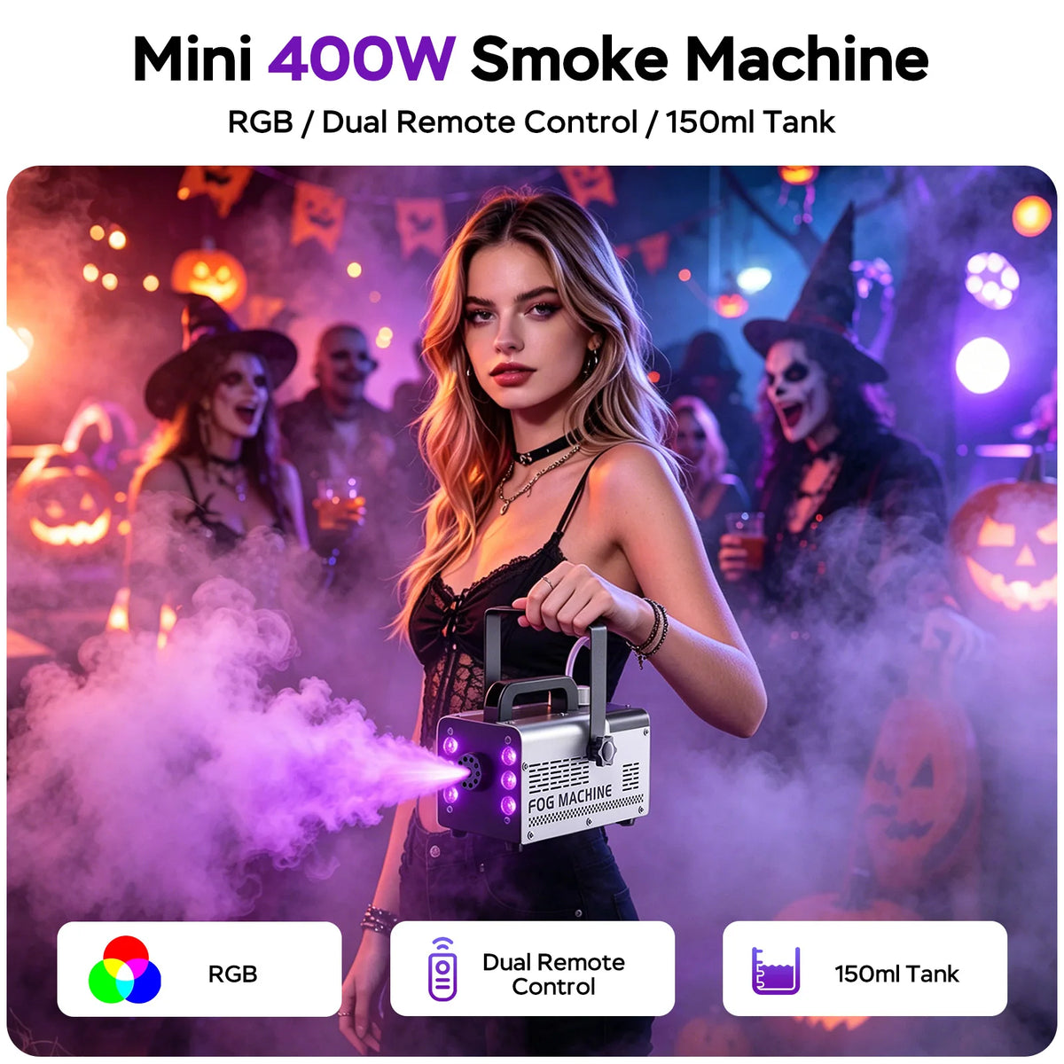 Macchina Fumo RGB 400W a 6 LED con Telecomando