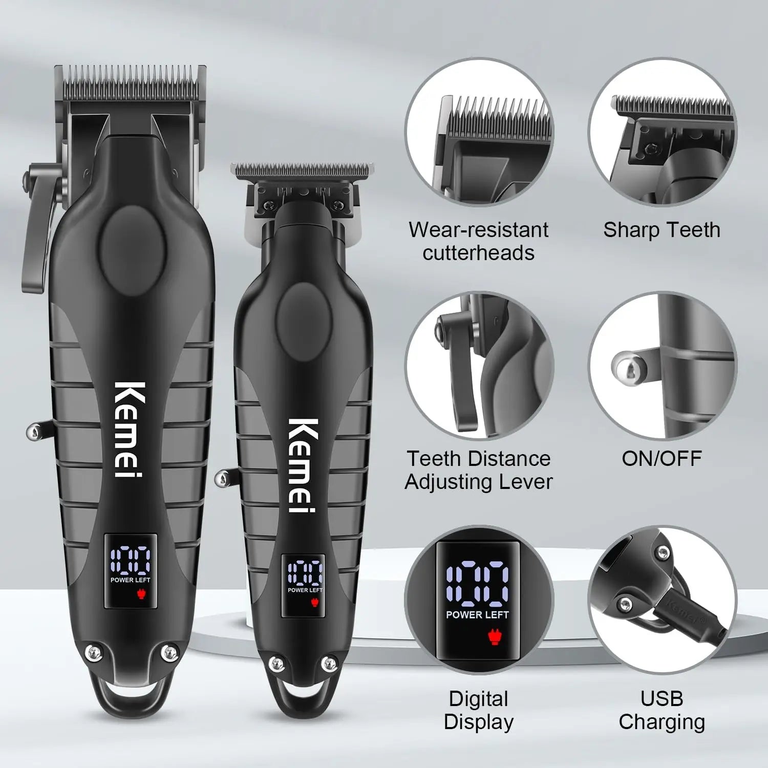 Kemei Hair Clipper Kit for Men, Electric Shaver, Hair Trimmer, Professional Cutting Machine, KM-2290, KM-2293, KM-1102 