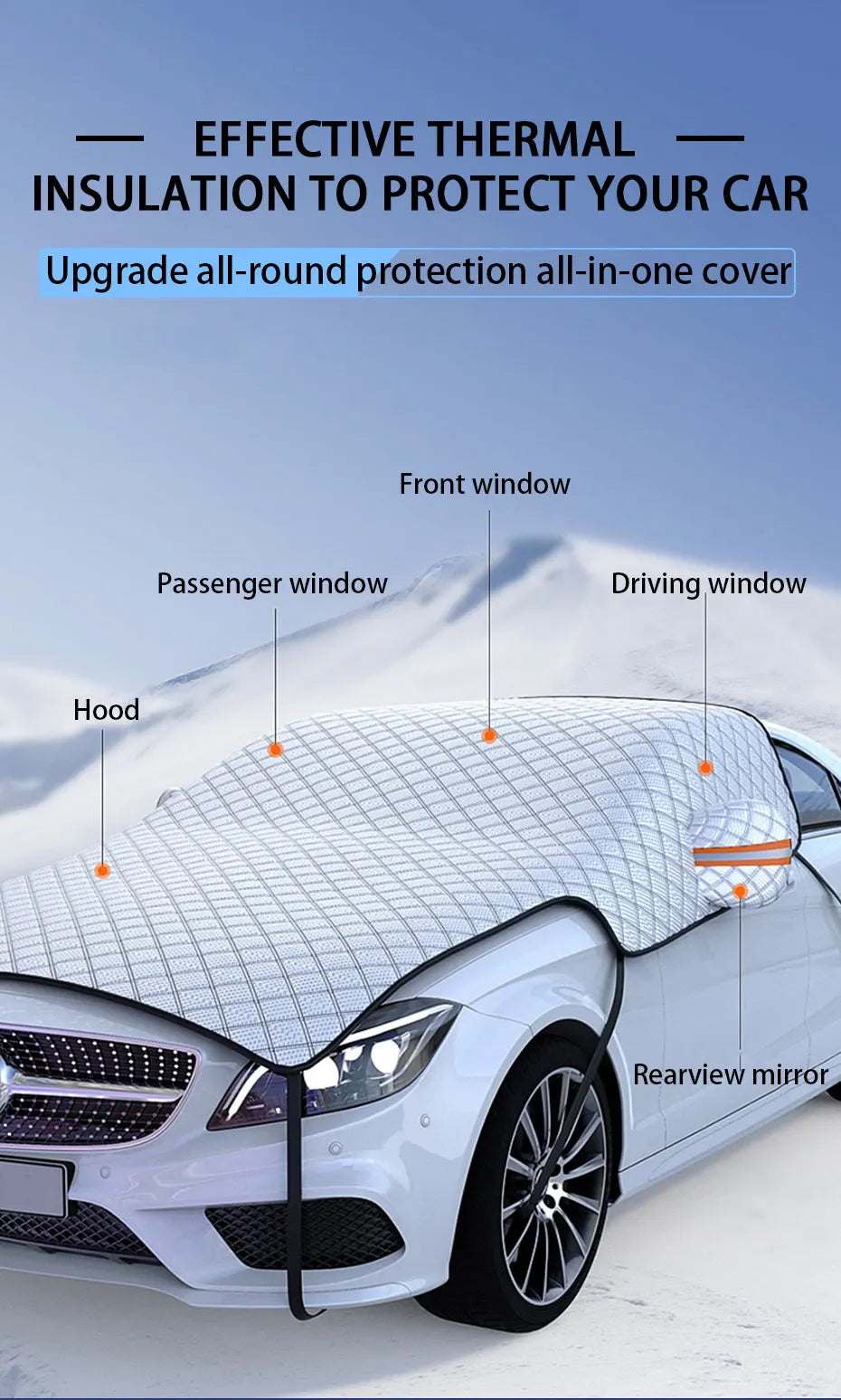 SEAMETAL Winter Car Windshield Snow Cover Full Wrapped Windscreen Snow Shield Anti Frost Car Cover Universal for Suv Sedan