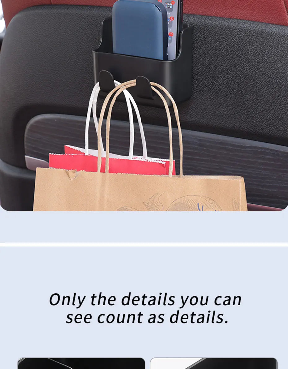 SEAMETAL Adhesive Universal Car Storage Box Multifunctional Dual-Hook Design Reserved Charging Port Car Accessories Interior