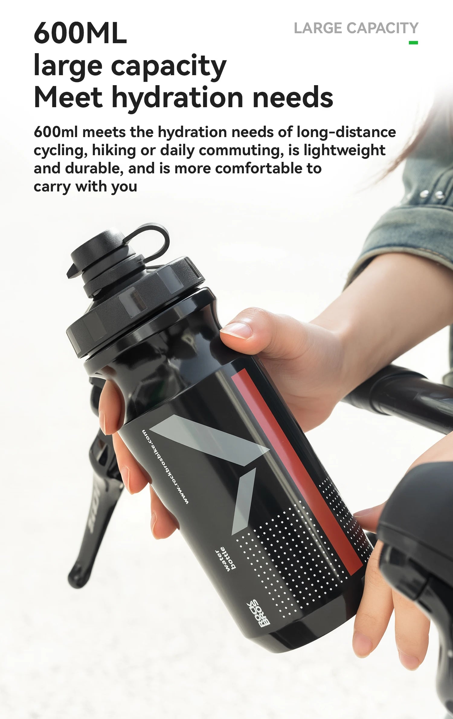 600ml cyklistická fľaša s krytom proti prachu, neprepúšťajúci dizajn na stlačenie