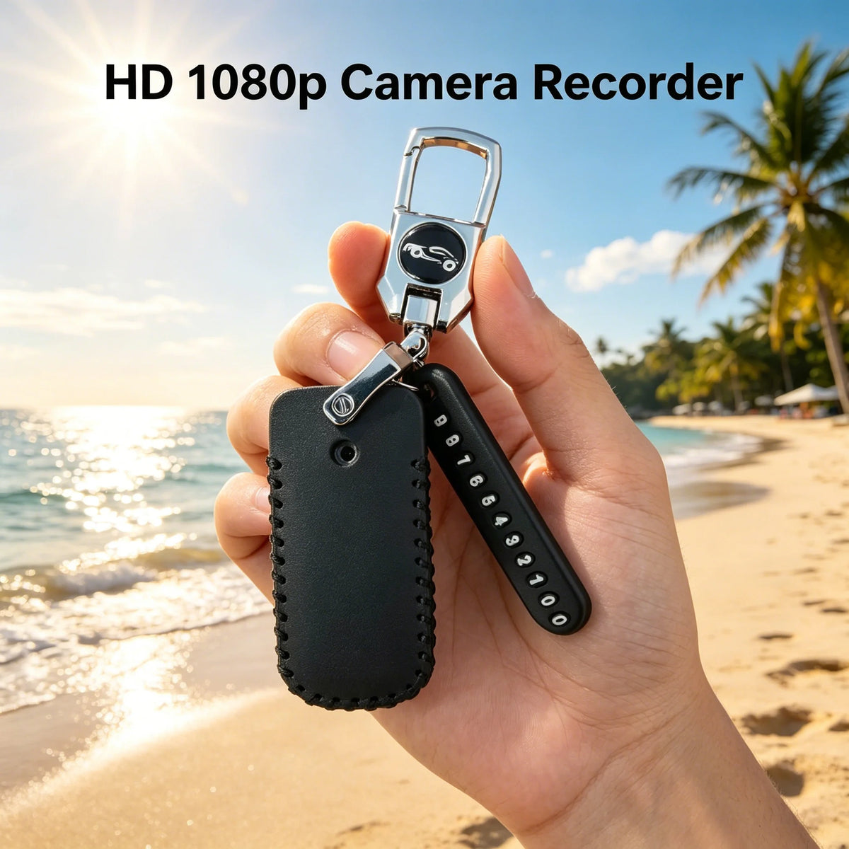 1080P Mini Tommelfinger Cam med nøglering Læderdæksel