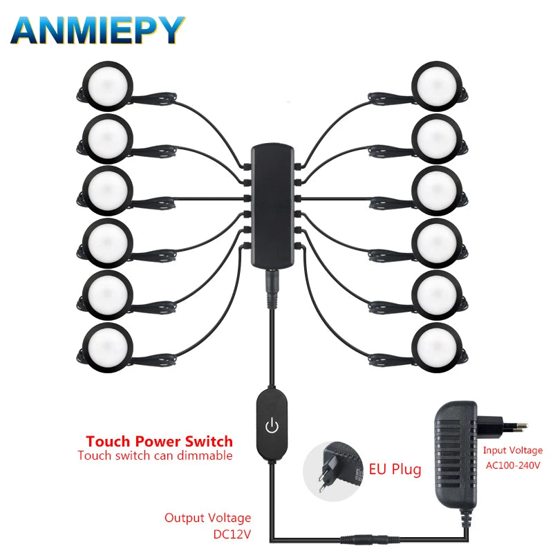 12 V Round LED Cabinet Lights - Set Options