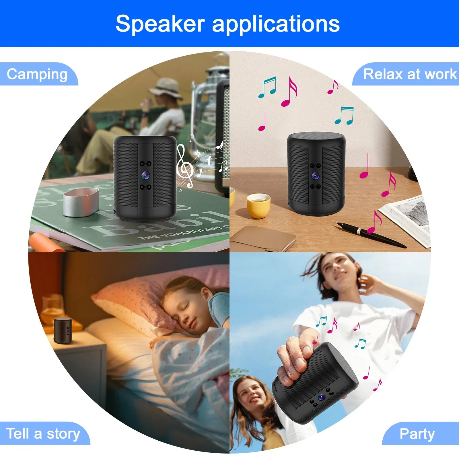 1080P HD Mini Wifi Camera Bluetooth Speaker Home Security Surveillance Night Vision Two-way Remote Intercom Cam 3600mah Battery