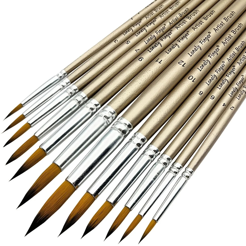12pcs Professional Round Artist Paint Brush Set