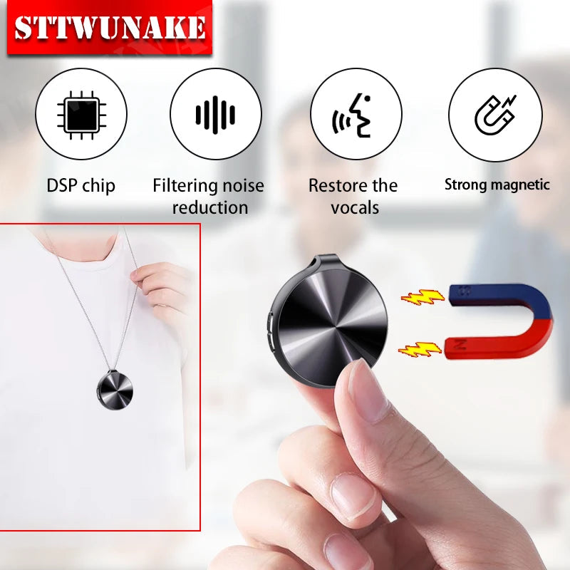 Mini Voice Activated Recorder Necklace Digital Audio Recording Keychain Device Wearable Sound Professional Micro Dictaphone 