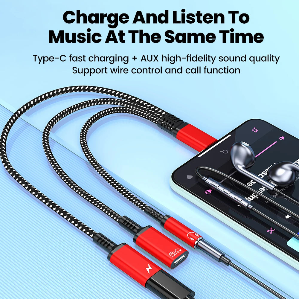 محول صوت وشحن USB-C ثلاثة في واحد