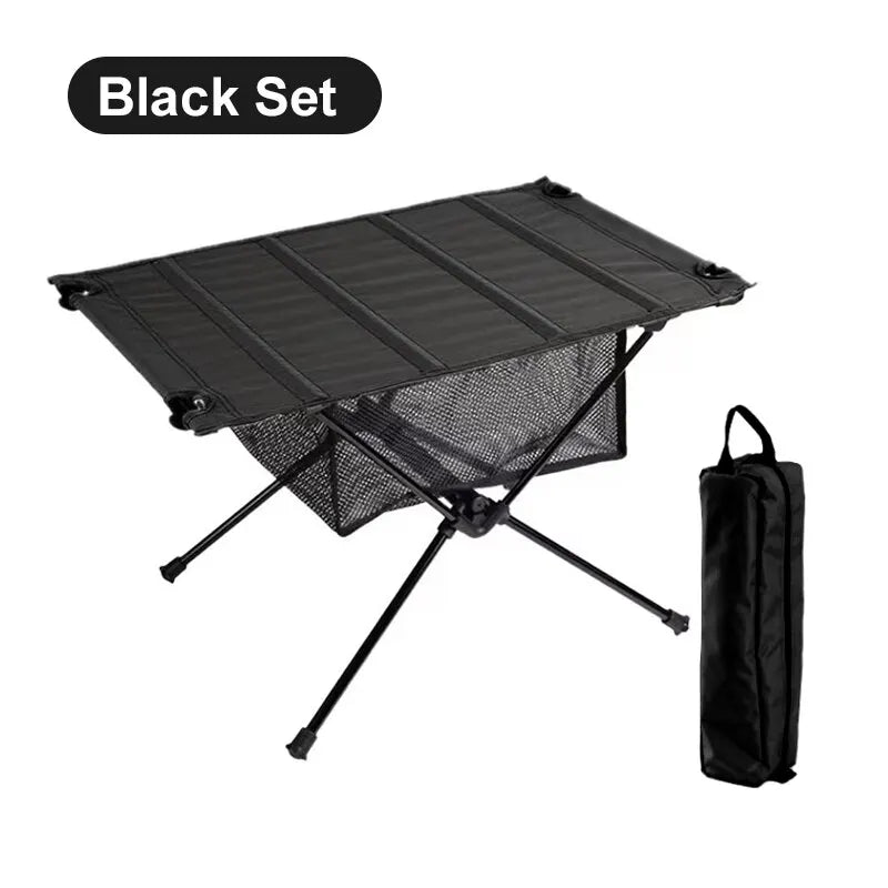 Camping Folding Table with Aluminum Alloy Frame and Roll-Up Top