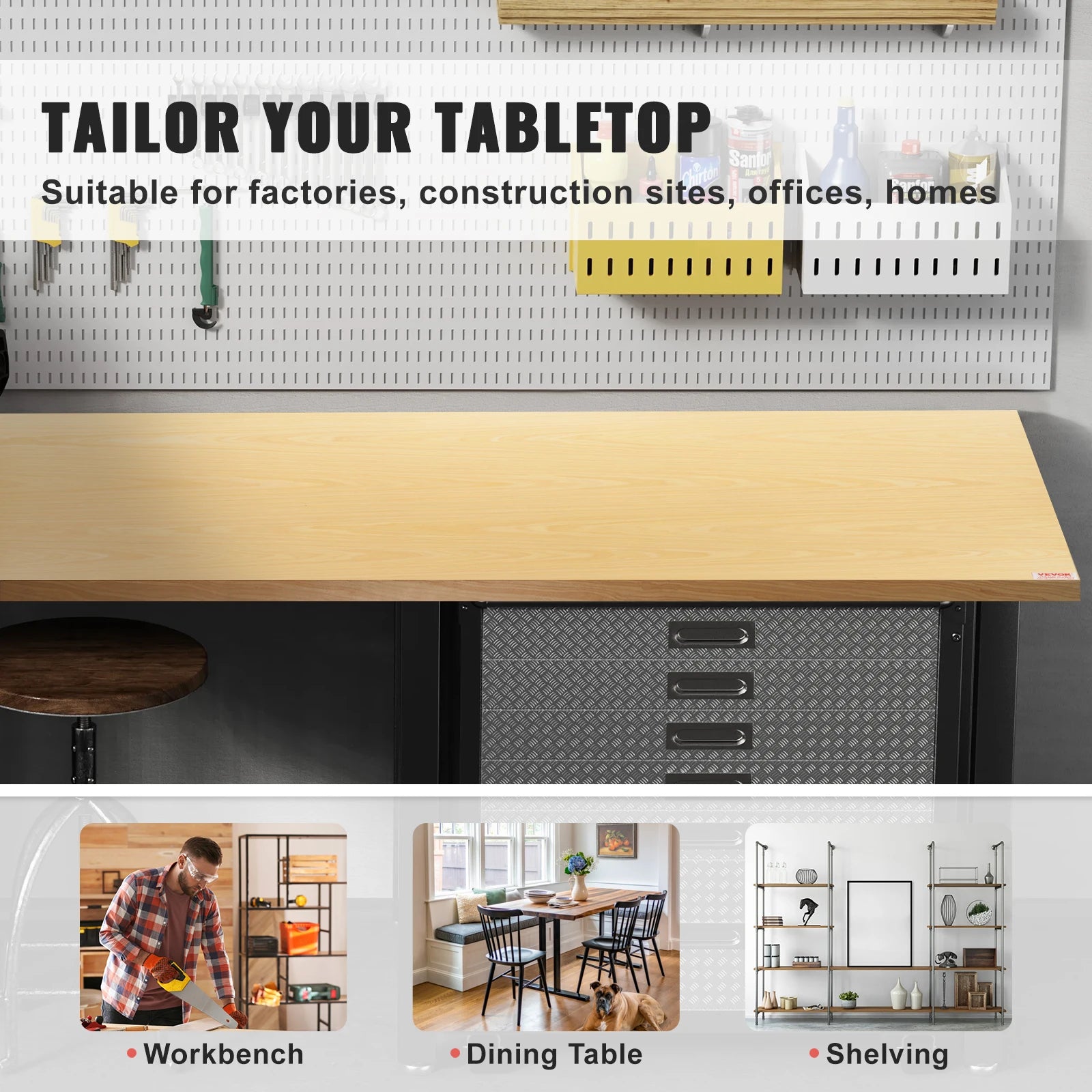 Tablero de Escritorio de Madera Maciza de Arce 1.5" de Grosor Capacidad de 330 lb