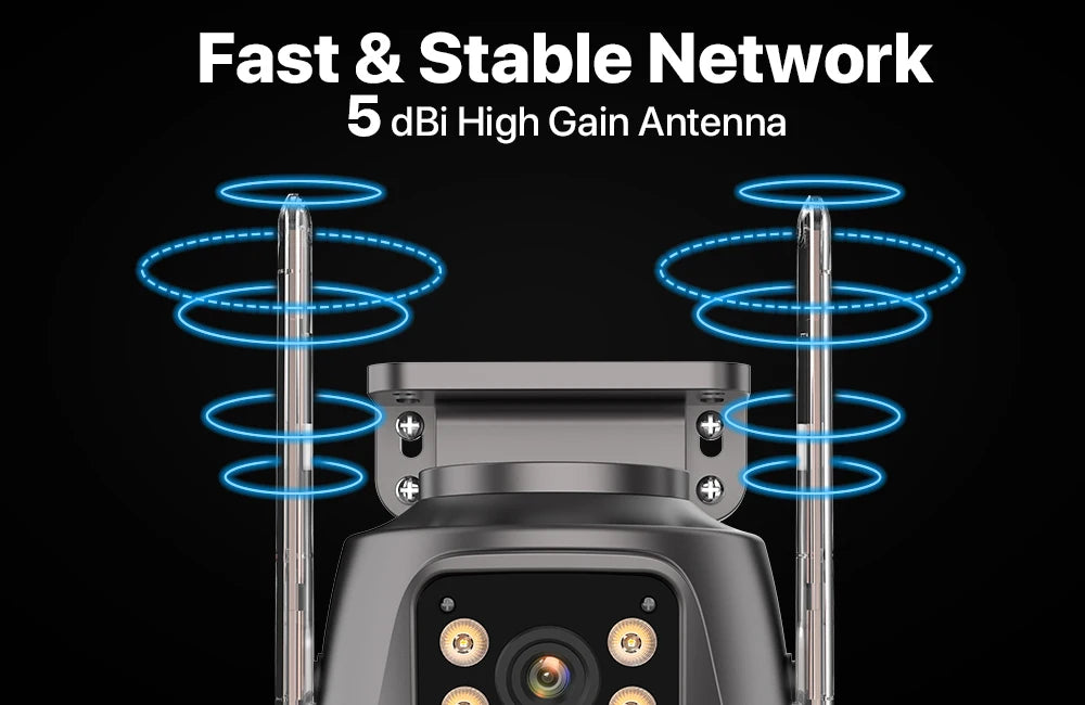 6K 9MP WiFi Outdoor PTZ Security Camera with Dual Screen, Three Lens, 8x Zoom
