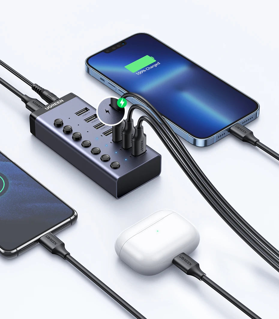 Seven-Port USB 3.0 Hub with Individual Switches