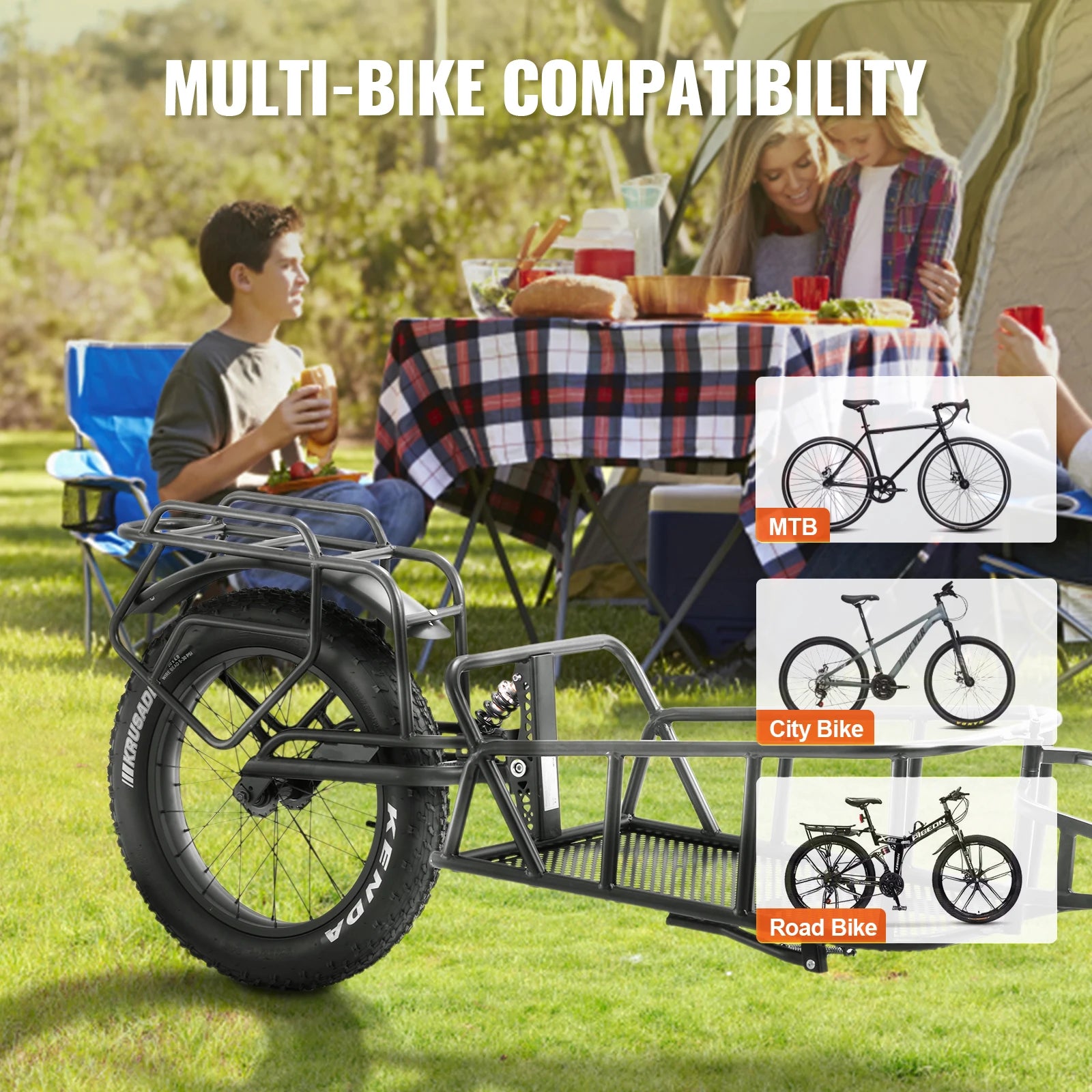 Bike Cargo Trailer 70 lbs Capacity with Quick Release & 20" Wheels