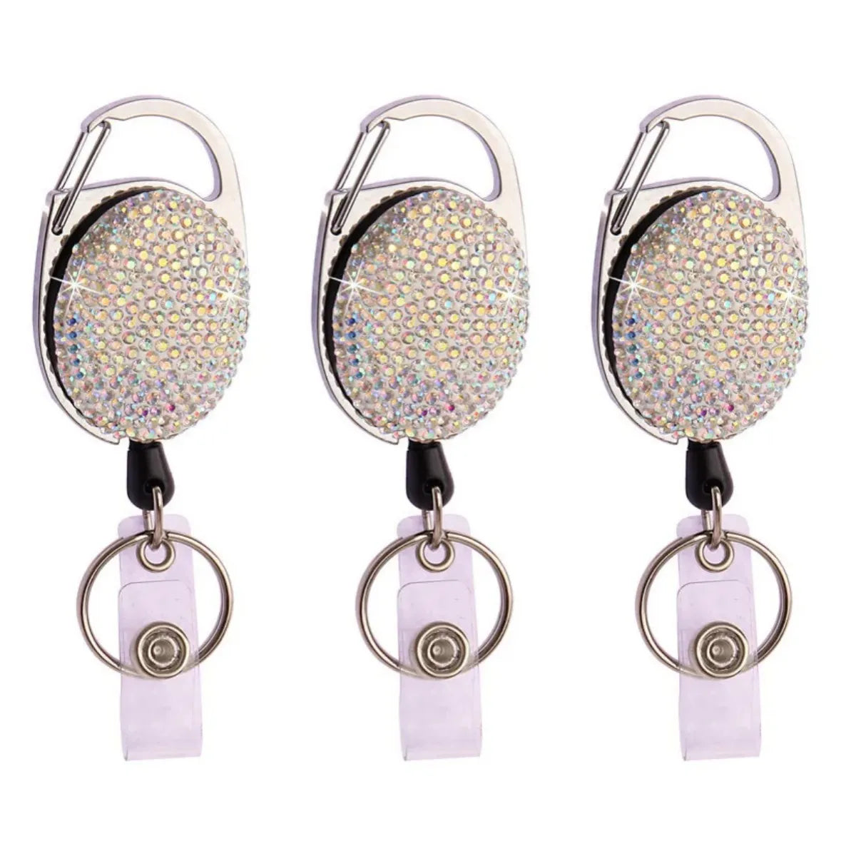 Retractable Crystal ID Badge Reel Keychain