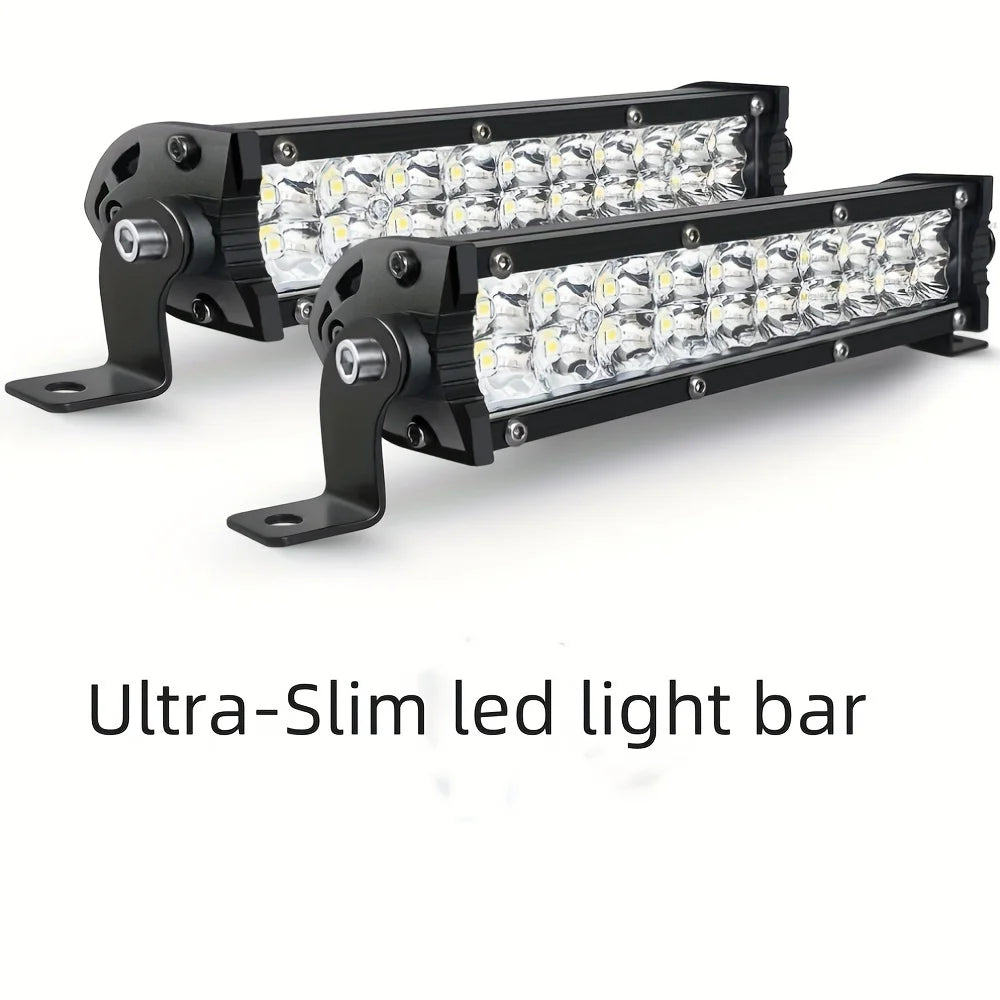7 Inch Slim Dual Row LED Light Bar Work Light for 4x4 Truck ATV 12V-24V