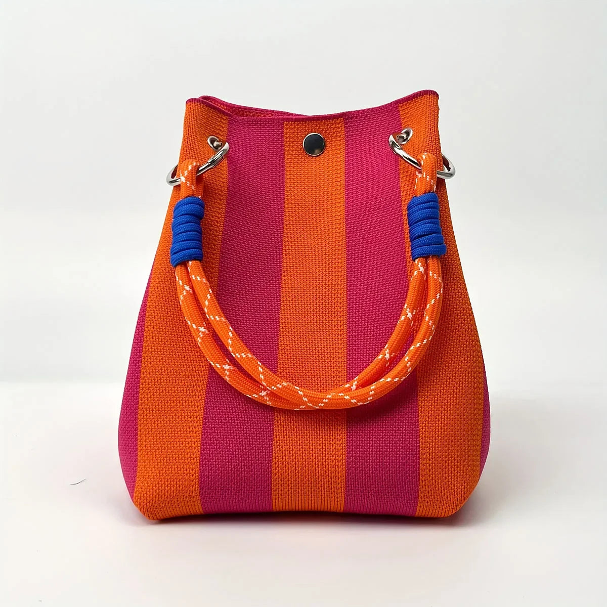 Cotton Knit Patchwork Bucket Bag