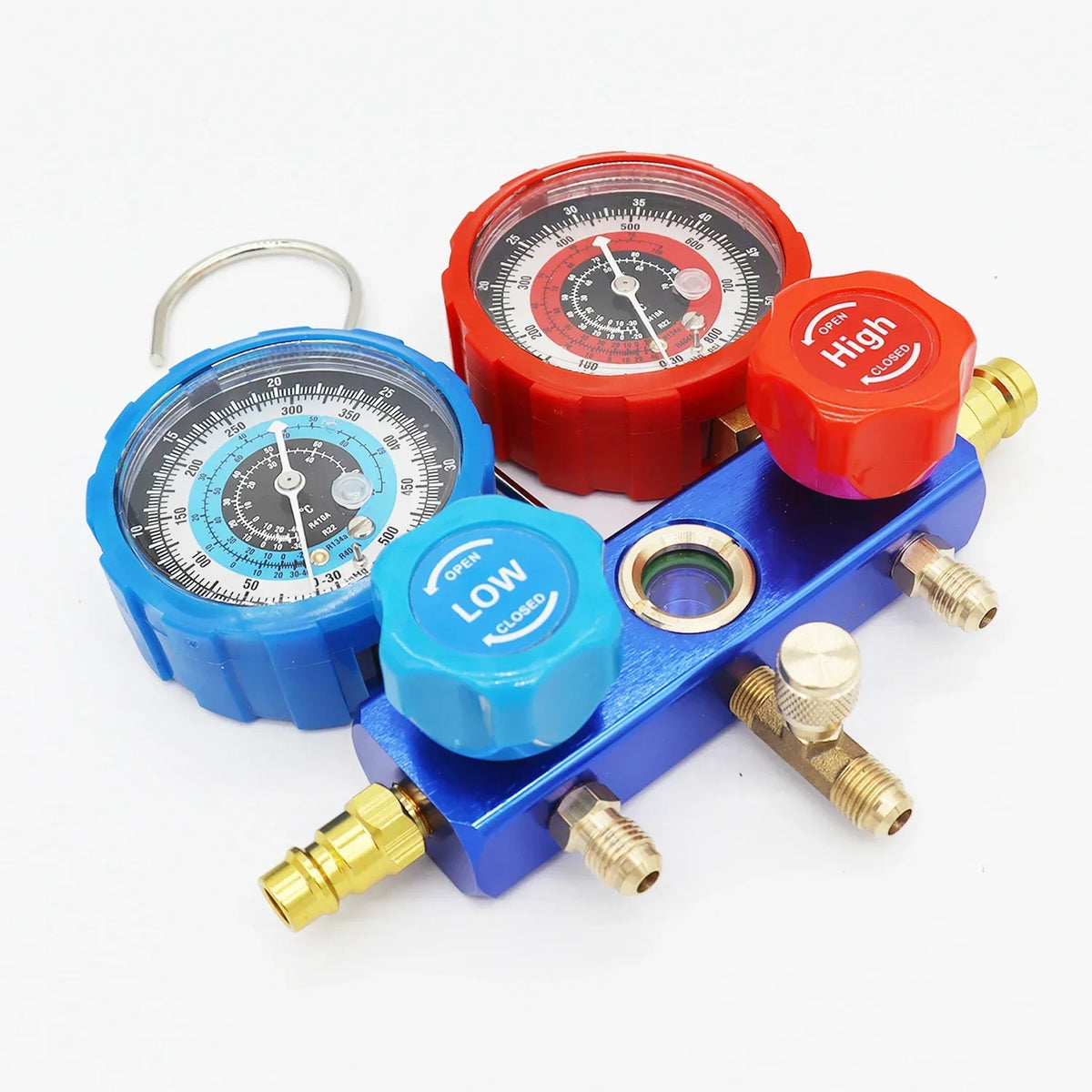 NEW Car Air Conditioning Pressure Manifold Gauge Hose Kit R22 R-410A R-134a R-404A Refrigerant Pressure Gauge Set Storage Box