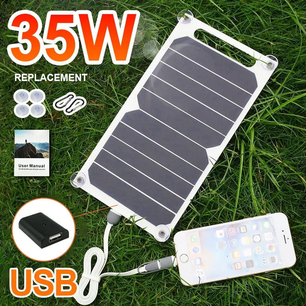 35W Sunpower Portable Solar Panel 5V Solar Plate WithUSB Safe Stabilize Charger ForPower Bank Phone Outdoor Camping Home RV Gift 