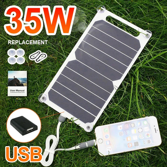 35W Sunpower Portable Solar Panel 5V Solar Plate WithUSB Safe Stabilize Charger ForPower Bank Phone Outdoor Camping Home RV Gift 