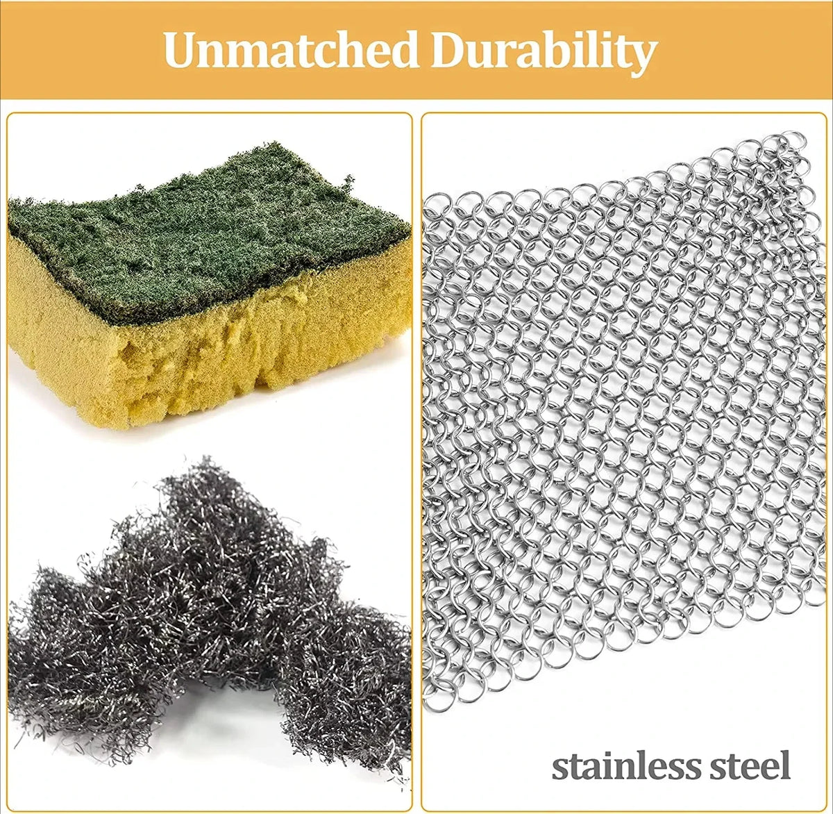 Stainless Steel Chainmail Pan Scrubber