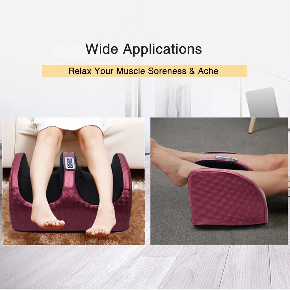 Electric Foot Massager Shiatsu Kneading Deep Tissue Relax Heated Roller Calf Pain Relief Fatigue Muscles Vibrator Machine Health 