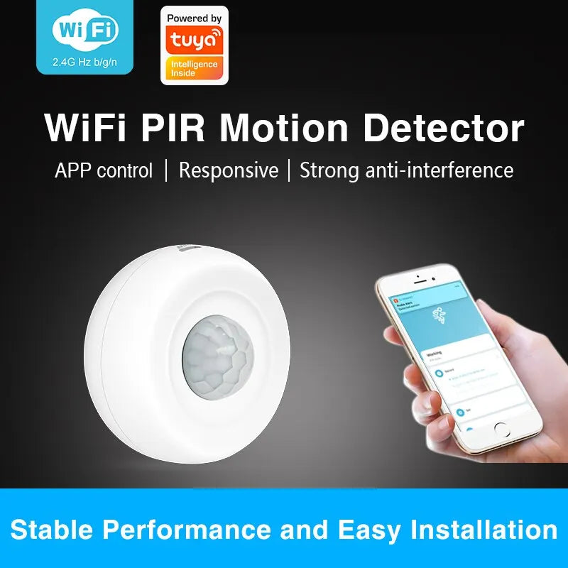 Tuya WiFi Smart PIR Motion Detection Sensor Security Burglar Alarm Sensor Smart Life App Control Support Alexa Google Home 