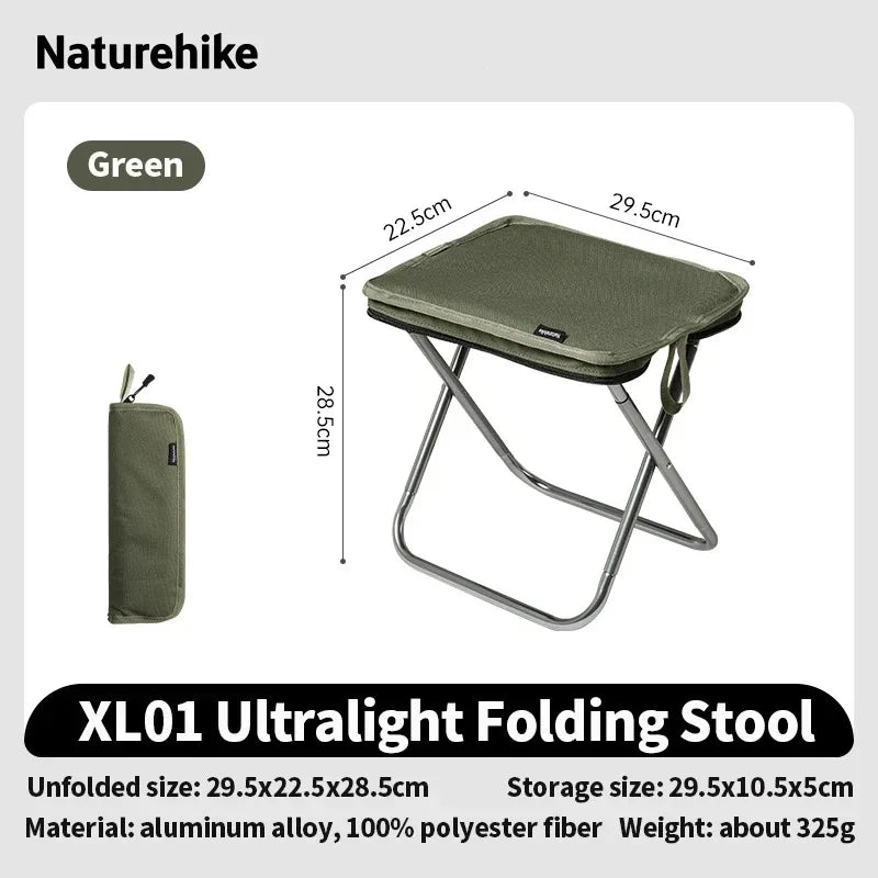 Naturehike 2024 New Camping Chair Portable Lightweight Outdoor Aluminum Chair High Load Travel Foldable Beach Fishing Chair 