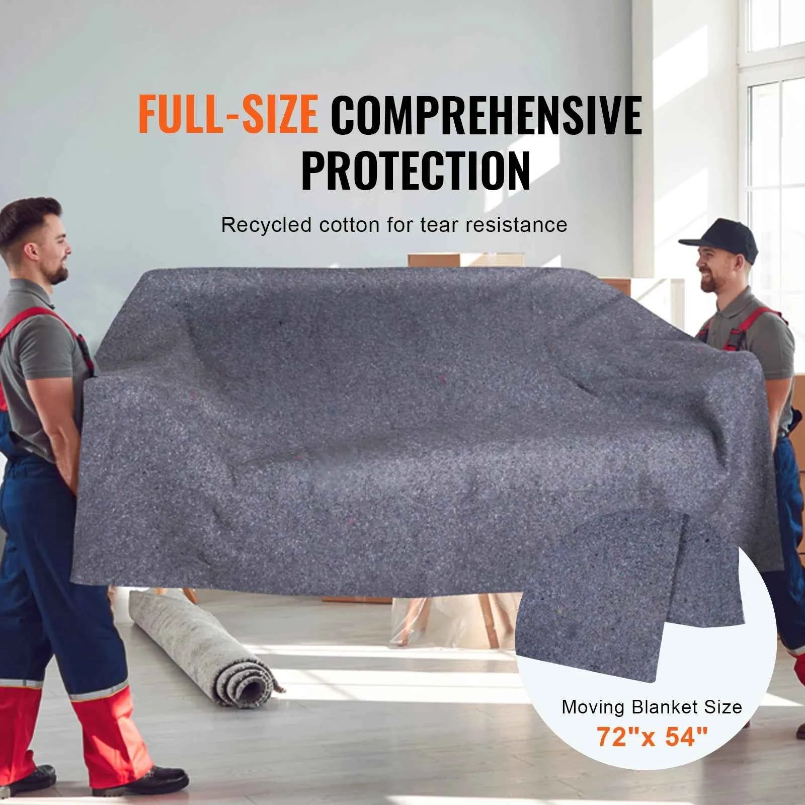Heavy Duty Moving Blanket 12/24 Pack 72 x 54 in with Bundling Bands
