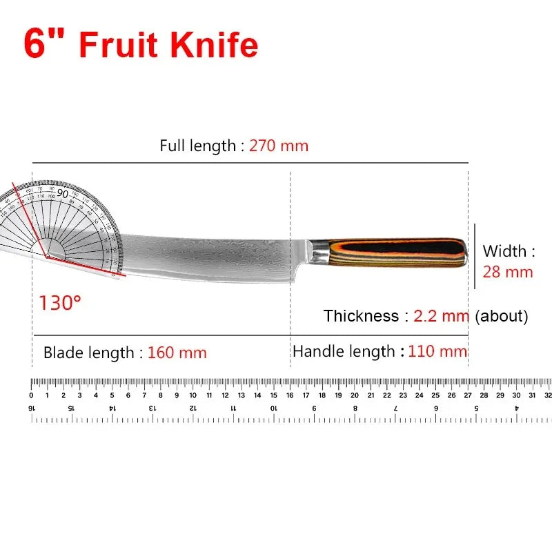 Professional Kitchen Knives Chef Cleaver Meat Wood Handle Japanese Damascus Steel Knife Slicing Fruit Fish Butcher Boning Knife 