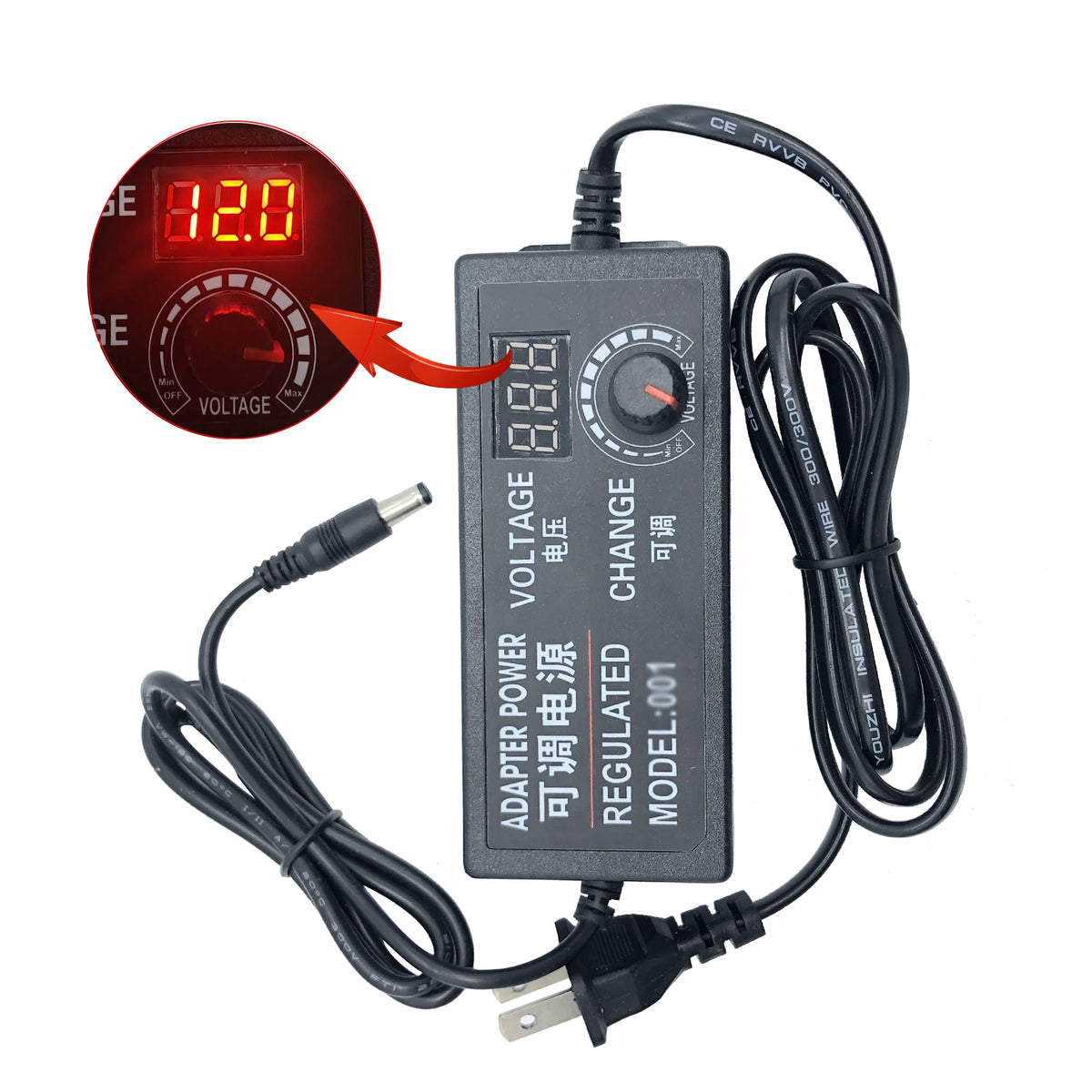 Adjustable DC Power Adapter, 3-12V or 3-24V