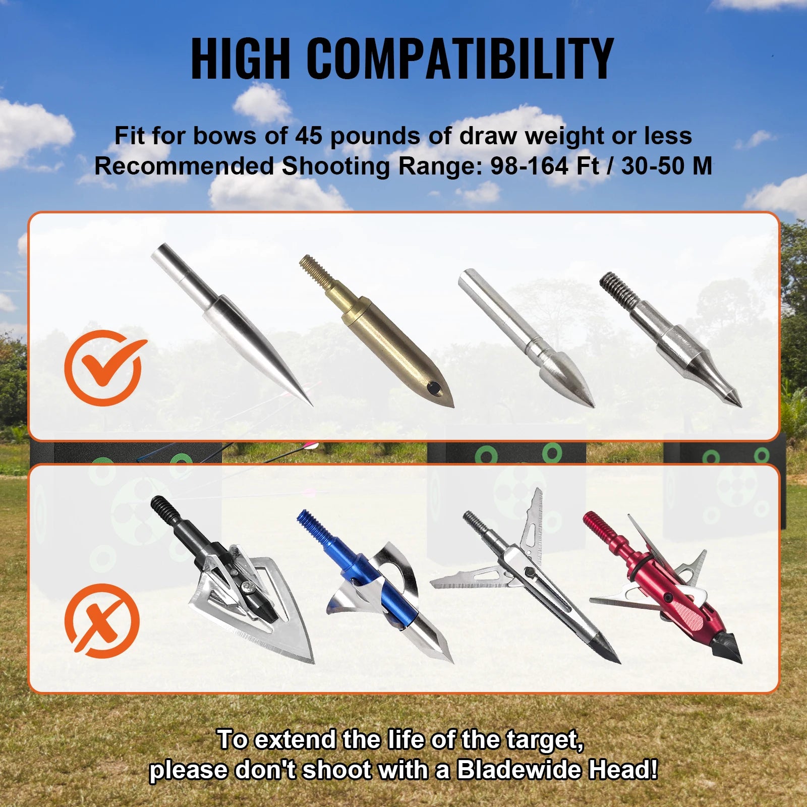 SucceBuy All-side Shotting  Outdoor Portable Archery Target with Carry Handle Easy Arrow Removal Visibility Easy to Transport