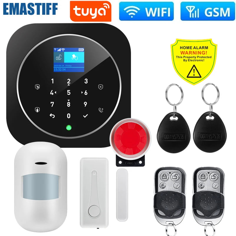 NEW Tuya WIFI W9B Alarm System for Home Burglar Security 433MHz WiFi GSM Alarm Wireless Tuya Smart House App Control 