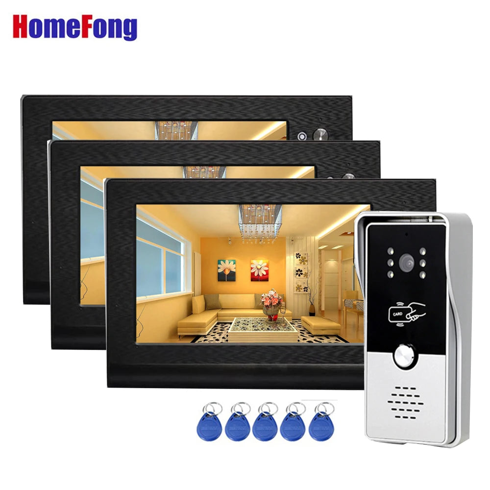 Homefong 7 Inch RFID Home Intercom Video Door Phone Doorbell with Camera Door Access Control Multiple Monitors Unlock Gate Spy-shop.com