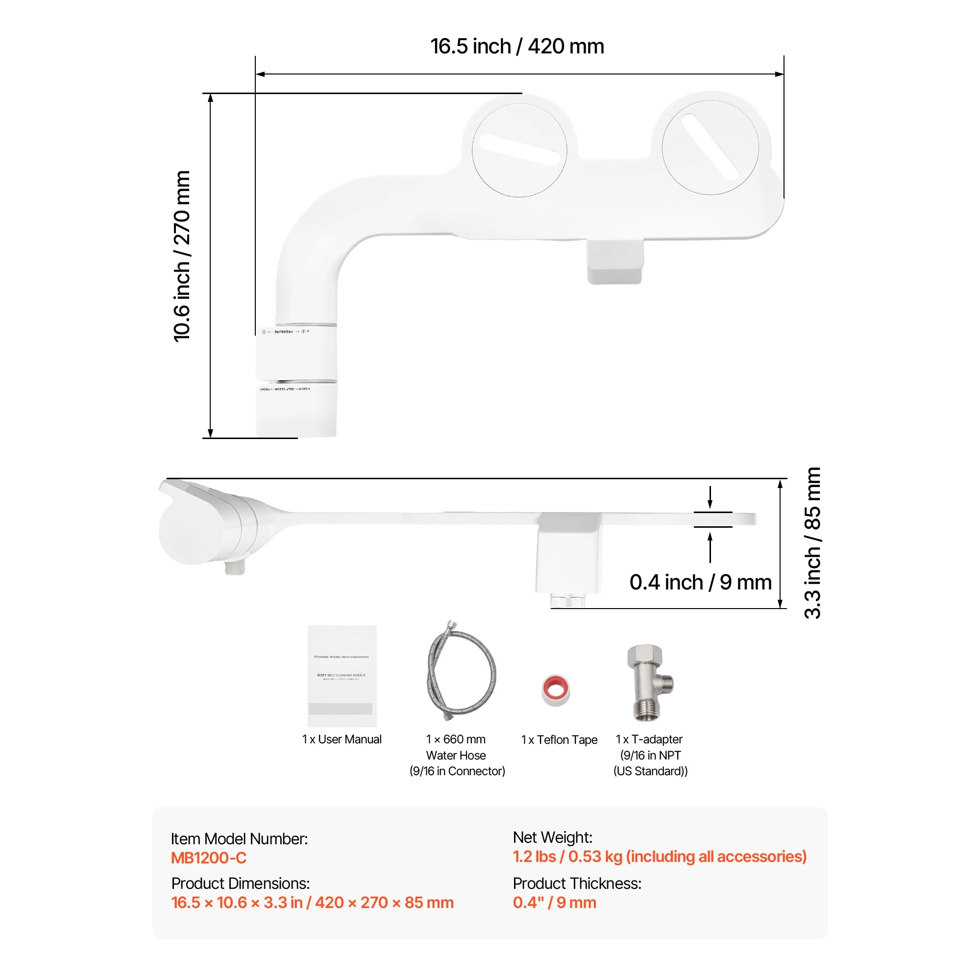 Traversez l’achat SucceBuy – Accessoire de bidet pour WC with double buse rétractable, pression d’eau réglable, eau froide, pulvérisateur pour lavage intime arrière et féminin.