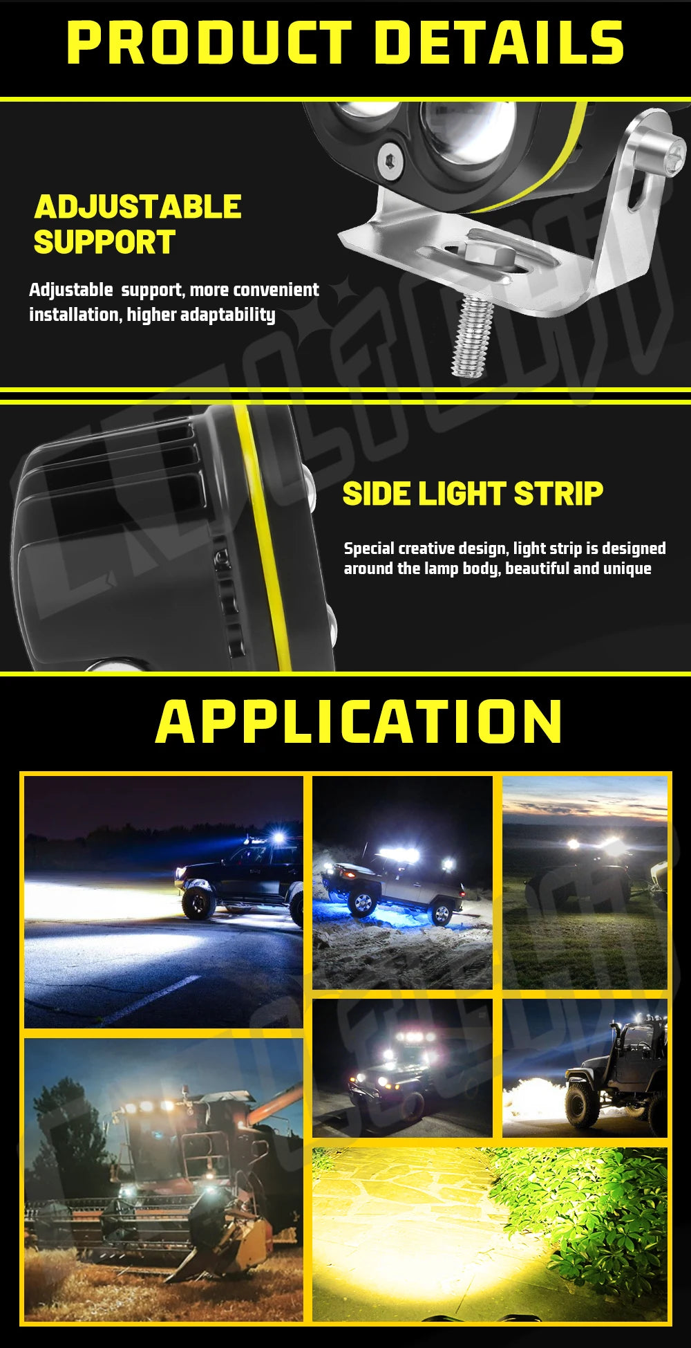 CO LIGHT Holofotes de Trabalho LED de 3 polegadas 24V 12V Faróis para Motociclos Barra LED de Inundação Luz de Nevoeiro DRL para Carro Caminhão 4x4 Todo-o-Terreno ATV