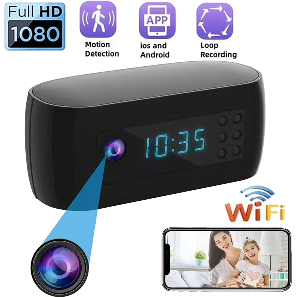 Full HD 1080P Mini Wifi Camera Clock Night Vision Wireless Control IR View Camcorder Home Surveillance Monitor Video Monitor Cam