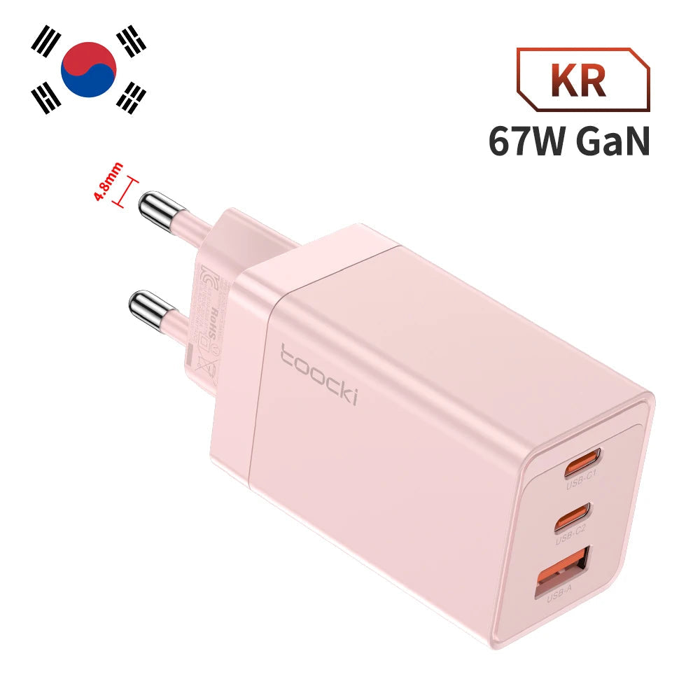 Toocki 67W GaN USB C Charger Fast Charging Multi-Color Type C Charger for Macook iPhone 15 14 13 12 Pro Max Samsung Xiaomi POCO 