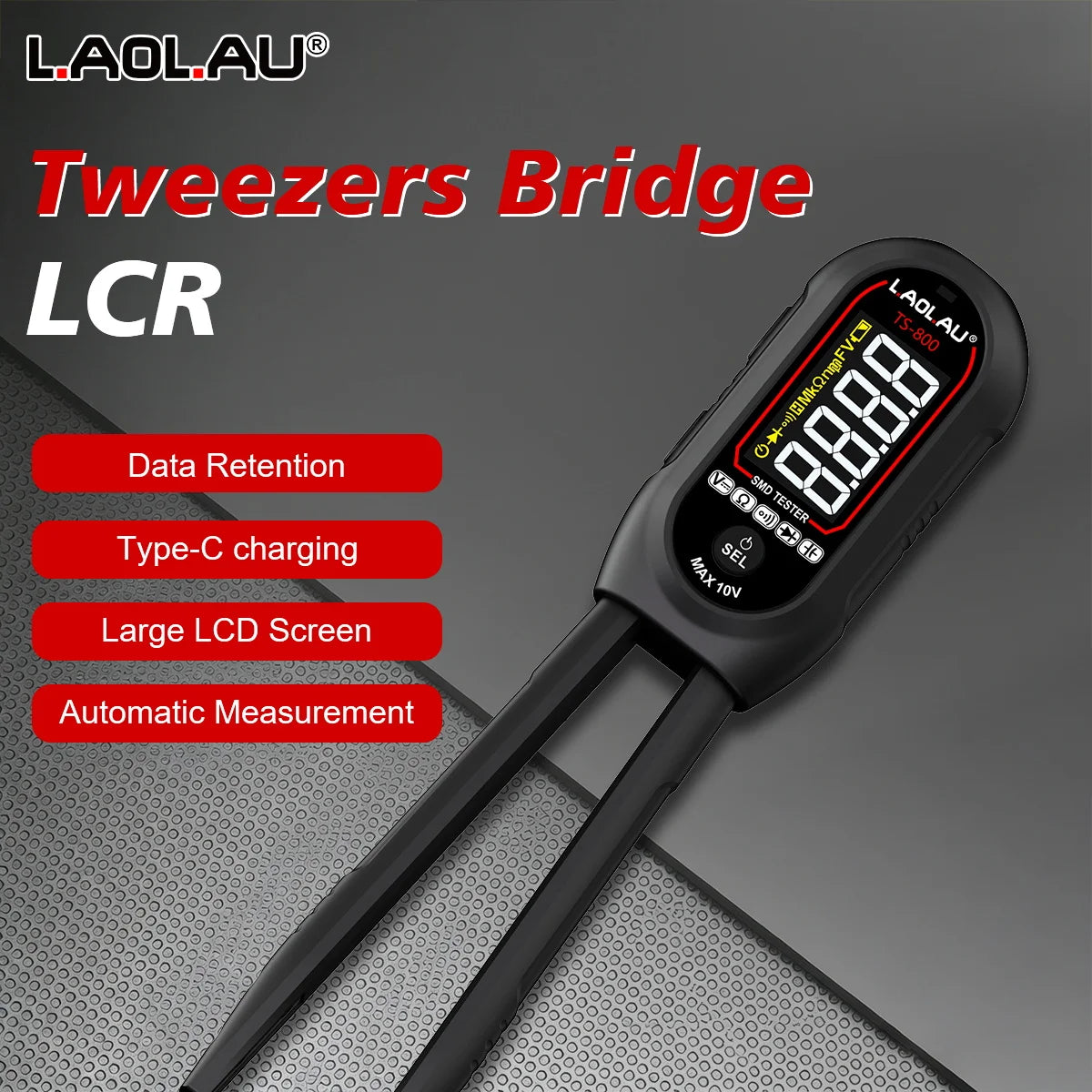Medidor LCR de pinza TS800 para componentes SMD